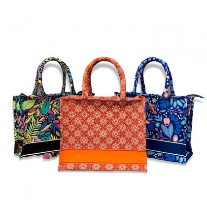 Floral Tote Bag With Zipper And Pocket